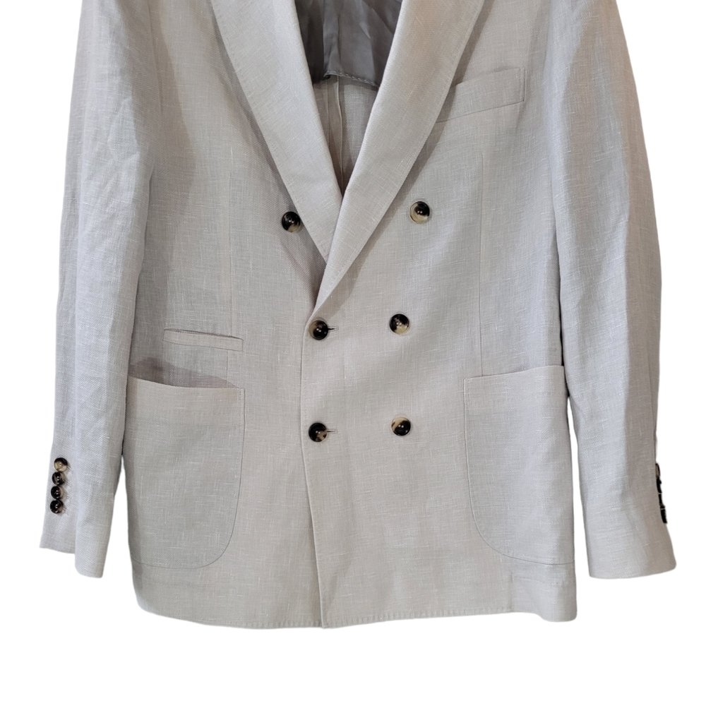 BRUNELLO CUCINELLI Light Beige Linen Wool Silk Blend Sport Jacket Sz IT 50 US 40 - Picture 15 of 16